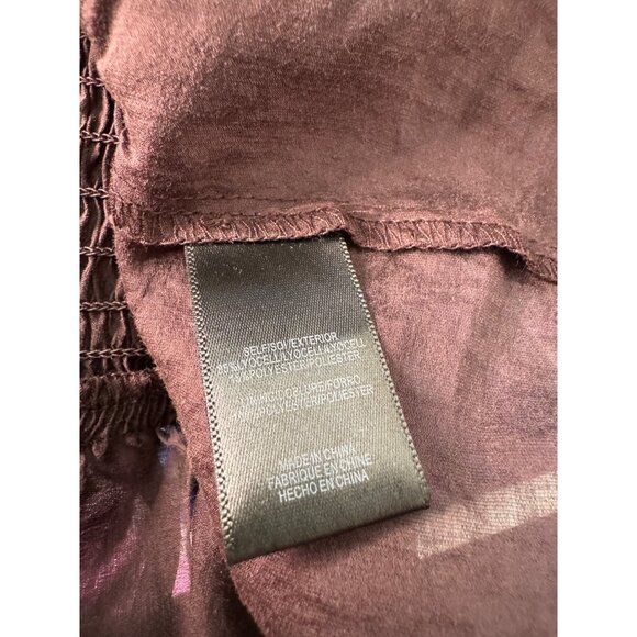 Wayf Cropped Brown Blouse Rushed Lined bodice Size Medium Long Sleeve NWT - Picture 8 of 11